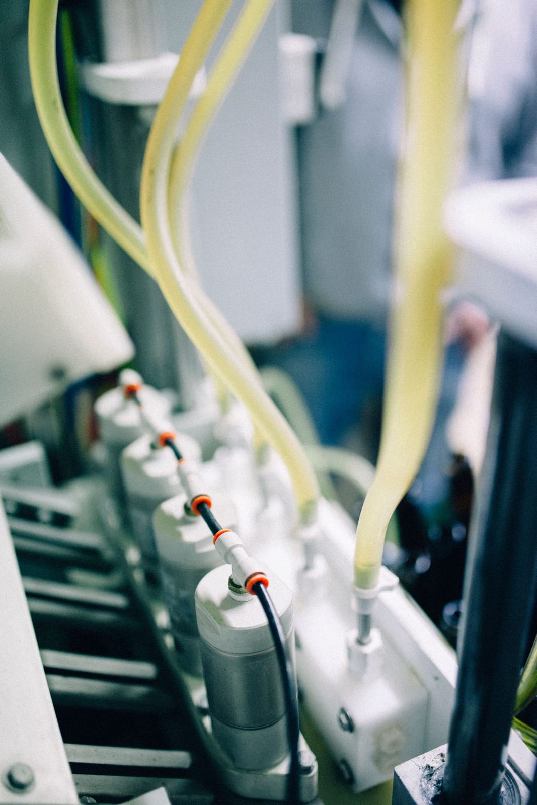 Close-up of automated production-line equipment
